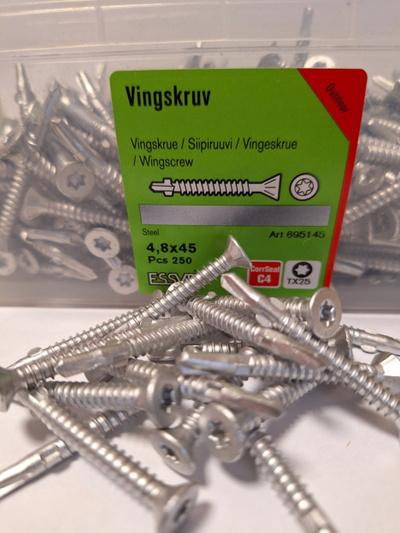Vida druri Essve WINGSCREW TX 4.8x45, 250 copë, metalike