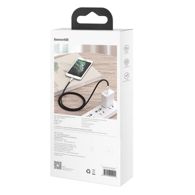 Kabllo karikimi Baseus Cafule Metal, USB në Lightning, 1m, 2.4A, i zi