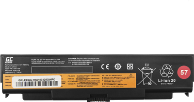 Bateri laptopi Green Cell Ultra për Lenovo ThinkPad T440p T540p W540, 6800mAh, 10.8V, e zezë