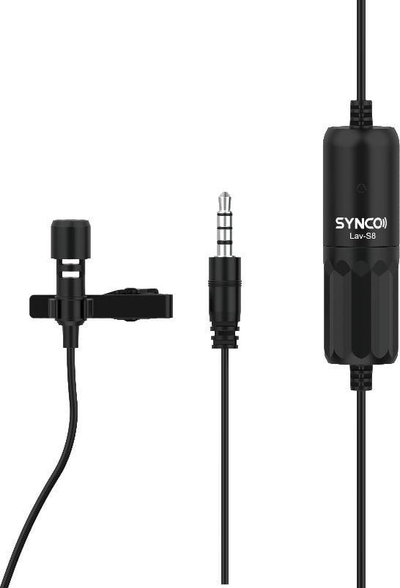 Mikrofon lavalier Synco Lav-S8, omnidireksional, kabëll 8m, i zi