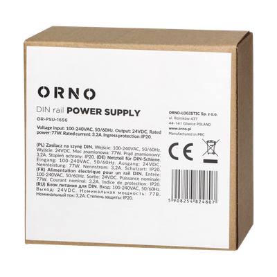 Furnizim energjie industrial Orno OR-PSU-1656, 24VDC 3.2A, 77W, gri