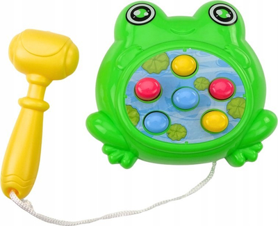 Lojë tavoline Mini Wac A Mole Frog, me çekiç, me drita dhe zë, jeshile