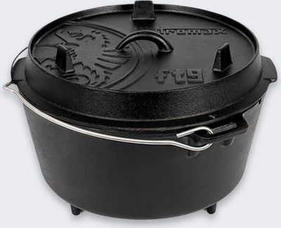Tenxhere gize Petromax Dutch Oven, me këmbë, për gatim në natyrë, e zezë