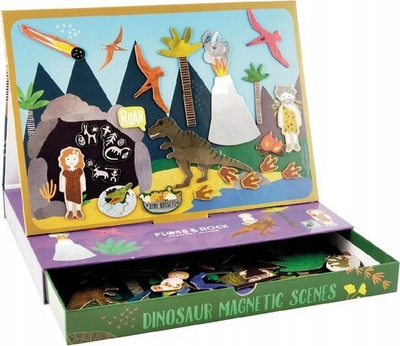 Lojë magnetike Floss and Rock Magnetic Play Scenes Dinosaur, 50 pjesë, për kalamaj