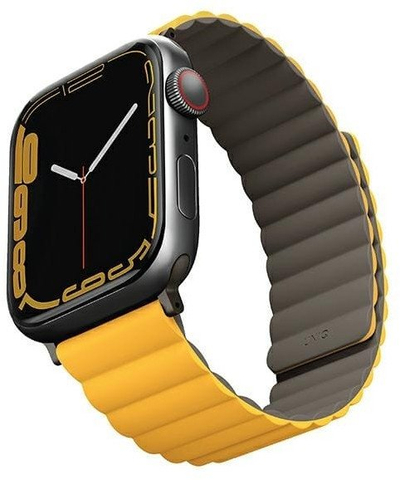 Ремен Uniq Revix Reversible за Apple Watch, 42/44/45/49mm, силикон, маслинасто жолта и каки