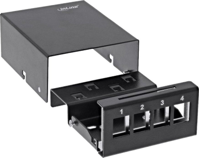 Kuti sipërfaqësore InLine RAL9005, për 4x Keystone RJ45, metal, e zezë