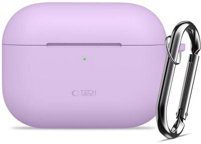 Kuti mbrojtëse Tech-Protect për AirPods Pro 3, silikon, me karabinë, lavender