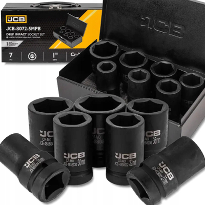 Set çelësash goditës të thellë JCB 8072-5MPB, 7 copë, 1", 24-46mm, i zi