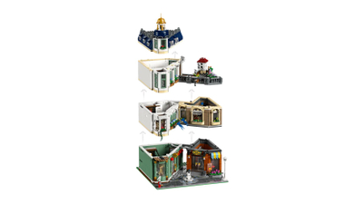Set LEGO Icons Shopping Street 11371, rrugë tregtare, shumëngjyrësh