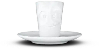 Filxhan espresso me pjatë FIFTYEIGHT Tasty Face, porcelan, i bardhë