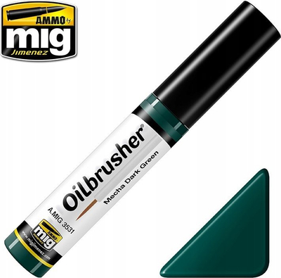 Bojë me vaj për modelim Ammo by Mig Oilbrusher Mecha Dark Green, 10 ml, jeshile e errët