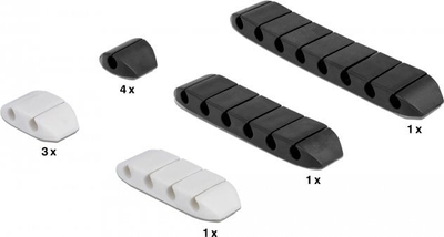 Mbajtëse kabllosh DeLOCK Trapezoid, set me 10 copë, vetëngjitëse, të zeza