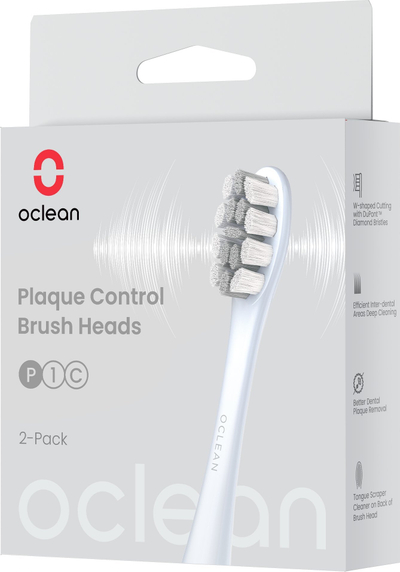 Резервна глава за четка за заби Oclean Plaque Control Medium, сет 2 парчиња, сребрена