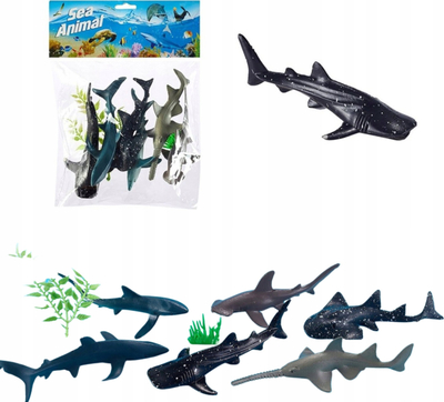 Set lodrash Sea Animals Sharks, figura peshkaqenësh, 6 copë, shumëngjyrëshe