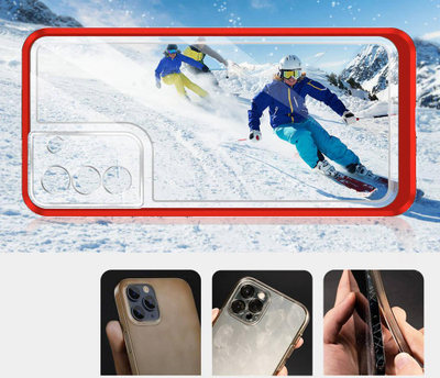 Kapak telefoni Hurtel Clear 3n1 për Samsung Galaxy S21 Plus 5G, xhel TPU, kornizë PC, i kuq