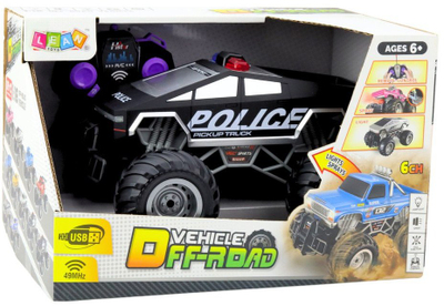 Makina policore me telekomandë LEAN Toys Police Off-Road, 1:16, me drita LED, e zezë