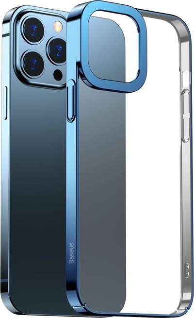 Kapak telefoni Baseus Shockproof për iPhone 13 Pro Max, transparent, blu metalik