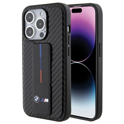 Kuti mbrojtëse BMW M Series BMHCP15LGSPCCK për iPhone 15 Pro 6.1", me stand, karbon, e zezë