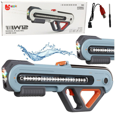 Pistoletë uji elektrike W12, 60 cm, me drita LED, gri