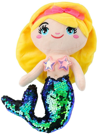 Lodër pelushi sirenë Plush Mermaid, 30 cm, me bisht me shkëlqim, jeshile