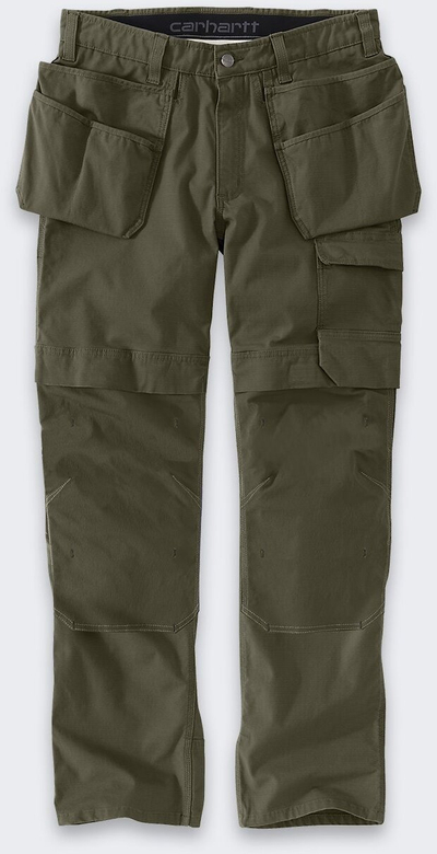 Работни панталони Carhartt Steel Multi Pocket, Stretch Ripstop, повеќе џебови, маслинеста боја