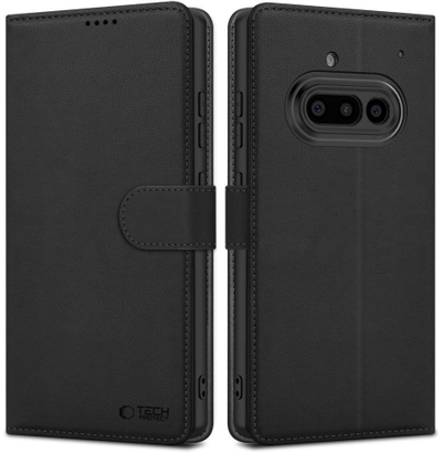 Kалфe портофел Tech-Protect за Nothing Phone 3A, еко кожа, со држач, црна