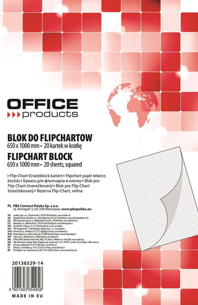 Блок флипчарт Office Products, 65x100cm, 20 листови, бел