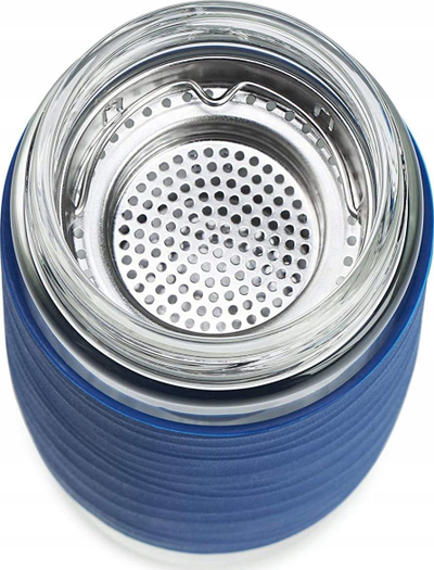 Termos Emsa Tea Mug, 420 ml, me sitë 2 në 1, blu