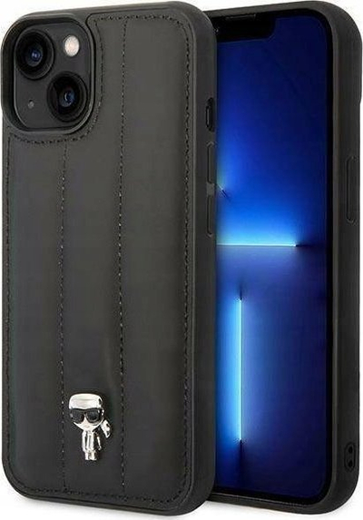 Kapak telefoni Karl Lagerfeld Puffy Ikonik Pin për iPhone 14 Plus, lëkurë, transparent