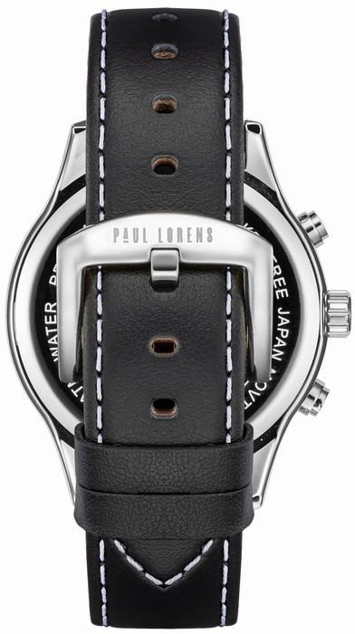 Ora burrash Paul Lorens PL20011A-1A1, kuarc, rrip lëkure, e zezë