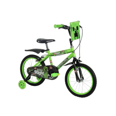 Детски велосипед Huffy Minecraft, 16", помошни тркала, зелен