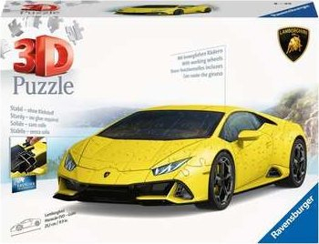 Puzzle 3D Ravensburger Lamborghini Huracan Evo Yellow Edition, 108 copa, për kalamaj nga 8 vjeç e lart, e verdhë