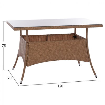 Set ngrënieje 5-pjesësh tav. 120×70 + krahëse rattan (HM11711.32)