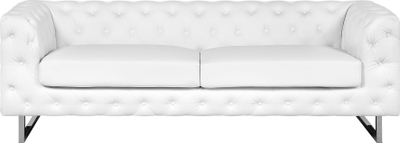 Set divanësh VISSLAND, lëkurë sintetike, stil Chesterfield, i bardhë