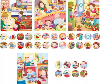 Lojë edukative Adamigo In the Shop Search, 4 tabela, 32 kartela, shumëngjyrëshe