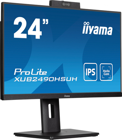 Monitor Iiyama ProLite XUB2490HSUH, 24", IPS Full HD, me kamerë Windows Hello, i zi