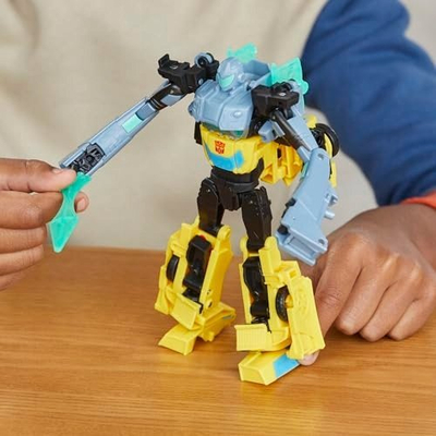 Figura aksion Transformers Hasbro EarthSpark Cyber-Combiner Bumblebee edhe Mo Malto, set me 2 copë, 13 cm, shumëngjyrëshe