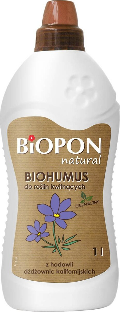 Pleh lëng Biopon Natural Biohumus, për bimë lulëzuese, 1L