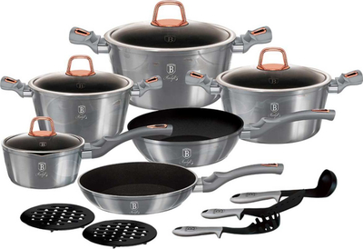 Set tenxheresh graniti Berlinger Haus, 1.5 / 2.5 / 4.5 / 6.5 l, 15 copë, të hirta