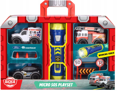 Set lodrash Dickie Micro Playset, 3 makina, elektrik 3 drita, shumëngjyrësh