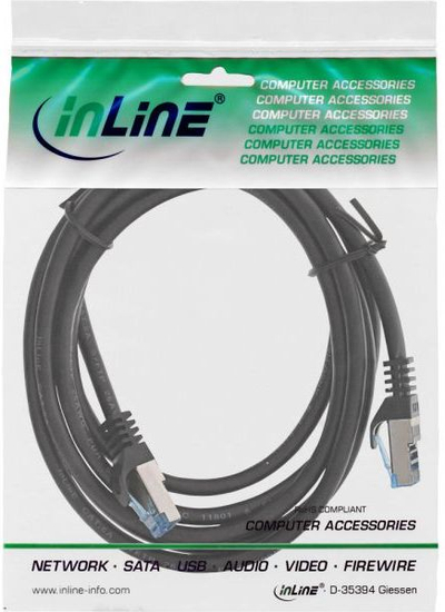 Кабел за мрежа InLine Patchcord Cat.6A, S FTP, 20m, сив