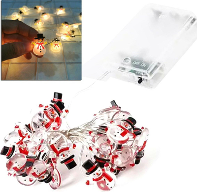 Drita dekorative DA69A Snowman, 20 LED, me bateri AA, dritë e bardhë