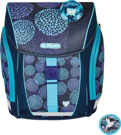 Set çantë shkolle Herlitz FiloLight Plus Flower Owl, e rehatshme, pa PVC, navy turquoise