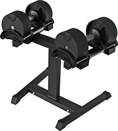 Stendë për hantela Master Spin, për hantela rregulluese 2–32 kg, çelik, e zezë
