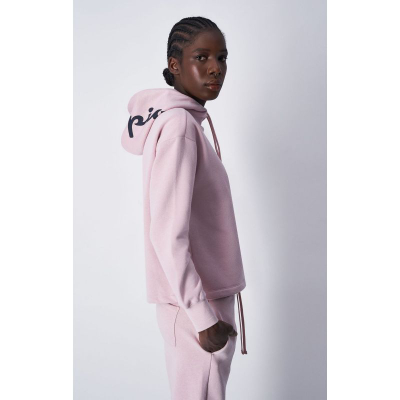 Bluzë me kapuç Champion Embroidered Script Logo Fleece, për femra, e zezë