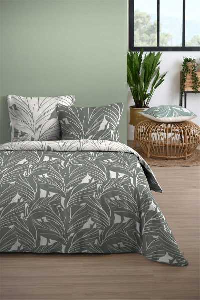 Set shtrati STOF MT Stofferie XL, 240x220 cm, 100% pambuk, jeshile me gjethe