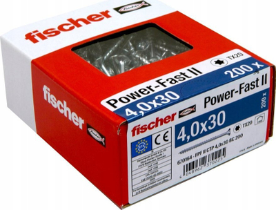 Vidhosje druri Fischer Power Fast II 670170, 4mm, 40mm, çelik i galvanizuar, 200 copë