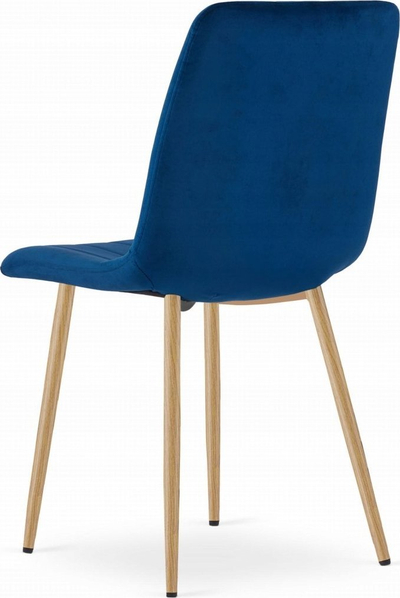 Karrige OSKAR LAVA, kadife navy blue, këmbë ngjyrë druri