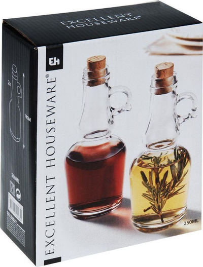Set shishe për vaj edhe uthull Excellent Houseware, 2 copë, qelq i tejdukshëm