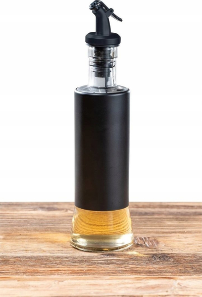Dozator për vaj a uthull Wenko Boga, 300 ml, qelq me inoks, i zi transparent